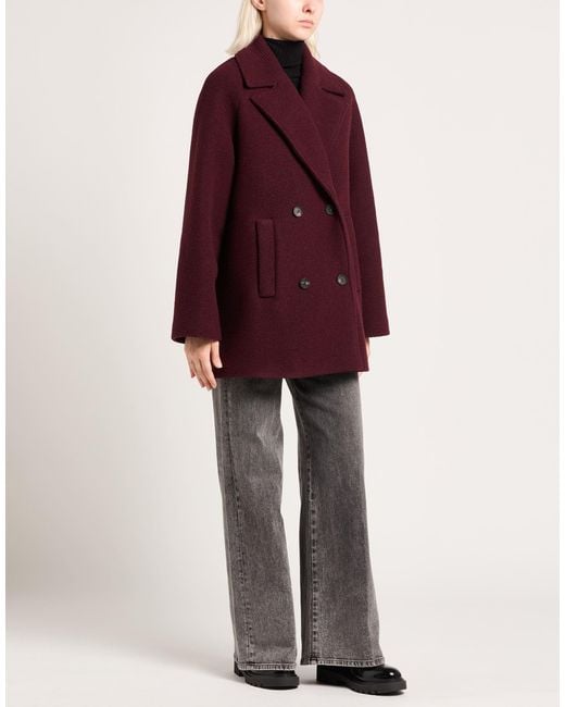 Max Mara Red Coat Polyester, Wool, Acrylic
