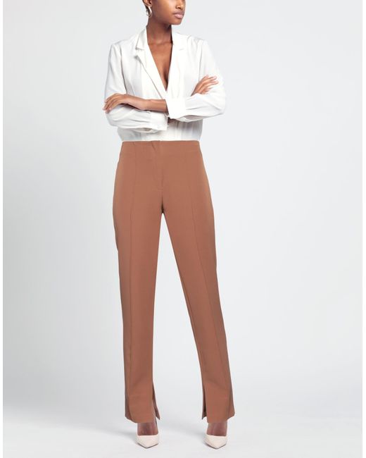 ACTUALEE Brown Camel Pants Polyester, Elastane