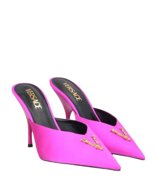 Versace Purple Fuchsia Mules & Clogs Textile Fibers