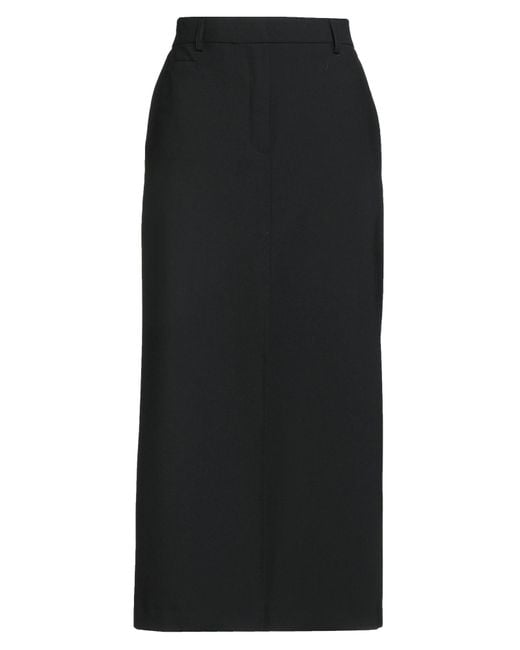 Ottod'Ame Black Midi Skirt Polyester, Virgin Wool, Elastane