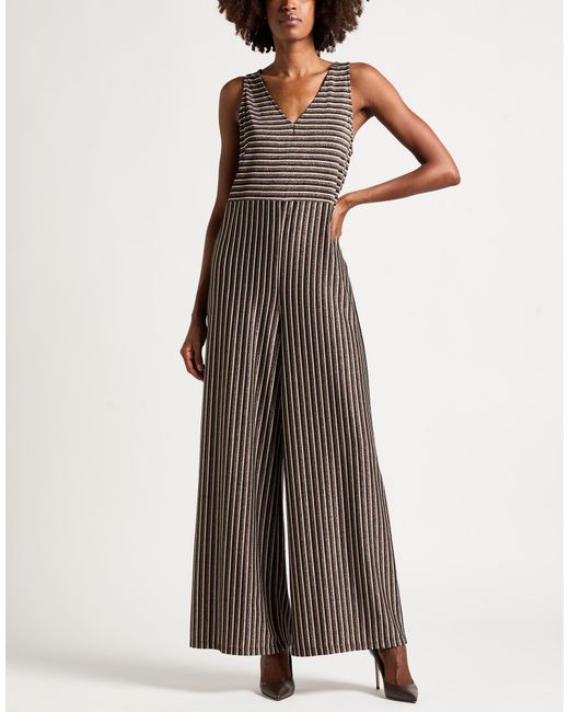 Momoní Brown Jumpsuit Polyester, Viscose, Metallic Fiber, Polyamide, Elastane