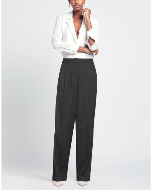 ODEEH Black Charcoal Pants Polyester, Viscose, Wool, Elastane