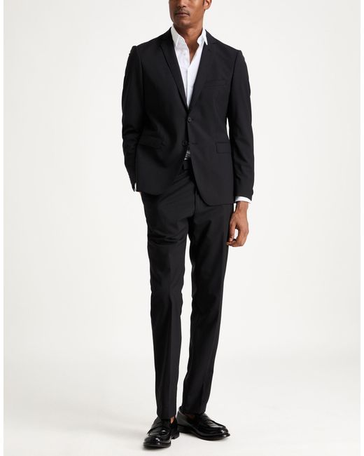 Tonello Black Suit Virgin Wool, Elastane for men