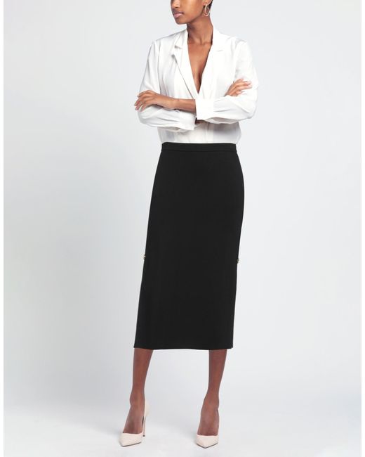 Pinko Black Midi Skirt Viscose, Polyamide, Elastane