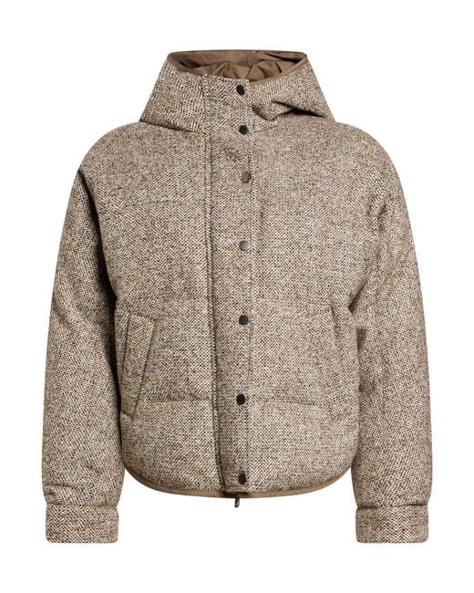 Brunello Cucinelli Brown Ivory Puffer Virgin Wool, Silk, Polyamide