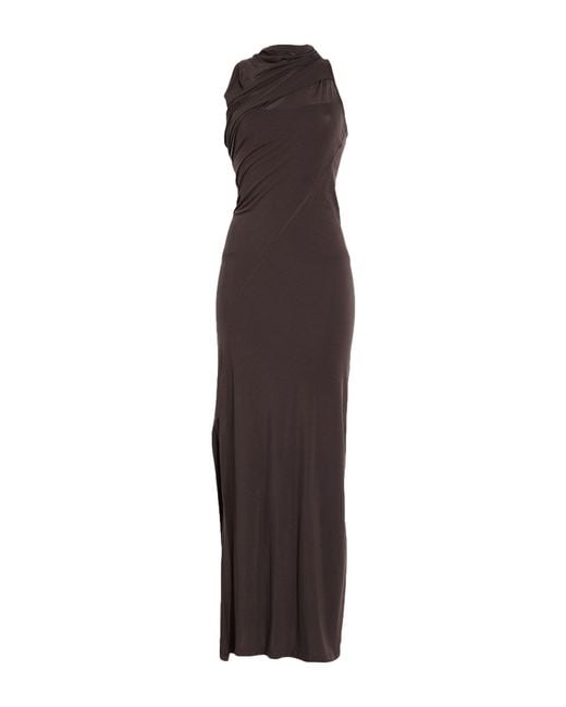 Helmut Lang Purple Chocolate Maxi Dress Lyocell, Elastane