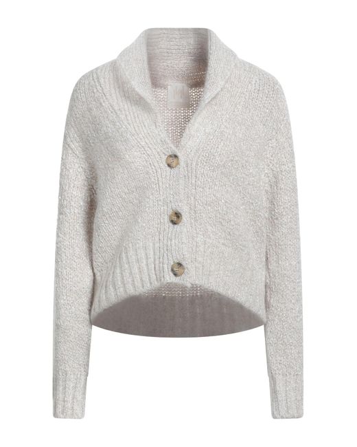Marella Gray Monochrome Light Cardigan Acrylic, Polyester, Mohair Wool, Wool, Elastane