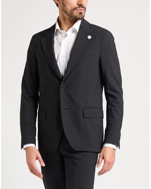 Lardini Black Suit Wool, Polyester, Elastane for men