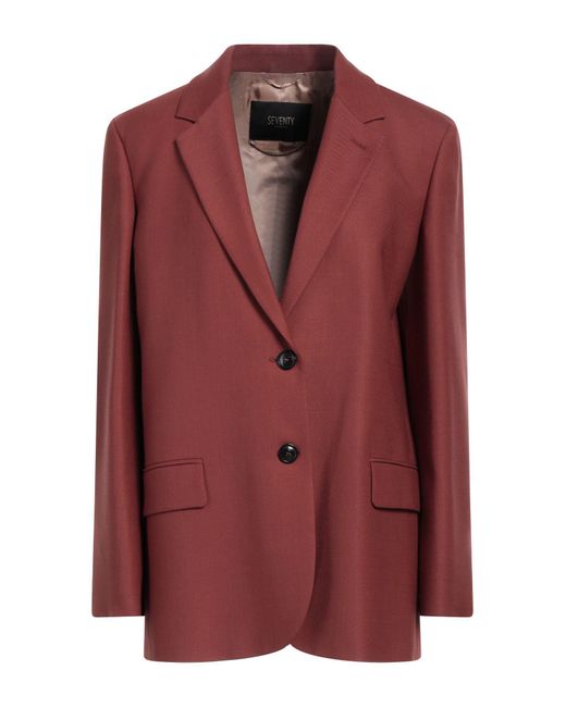 SEVENTY VENEZIA Red Blazer Polyester, Virgin Wool, Elastane