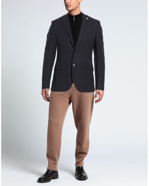 Manuel Ritz Blue Blazer Polyester, Viscose, Elastane for men