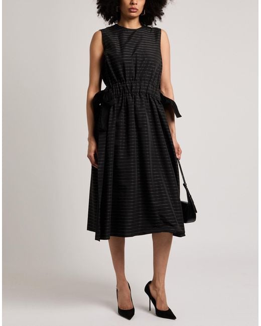 Noir Kei Ninomiya Black Midi Dress Polyester, Silk, Rayon, Nylon
