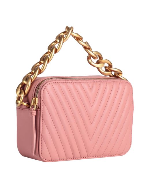 LES VISIONNAIRES Pink Ella Quilting Smooth Leather -- Pastel Handbag Bovine Leather