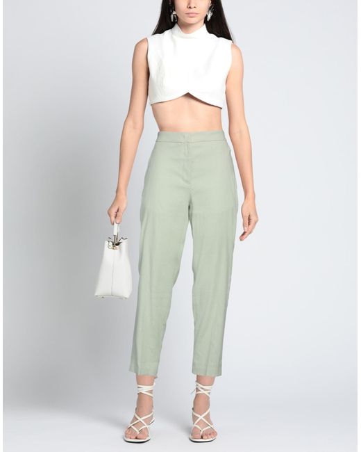 SEVENTY VENEZIA Green Pants Linen, Cotton, Elastane