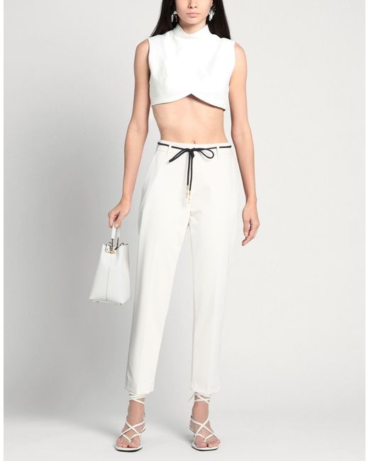 LANACAPRINA White Pants Polyester, Viscose, Elastane