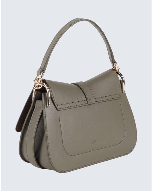 Furla Gray Flow Mini Top Handle -- Military Handbag Calfskin
