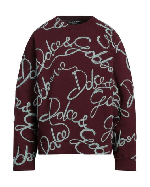 Dolce & Gabbana Purple Burgundy Sweatshirt Cotton, Polyester, Wool, Acrylic, Alpaca Wool for men