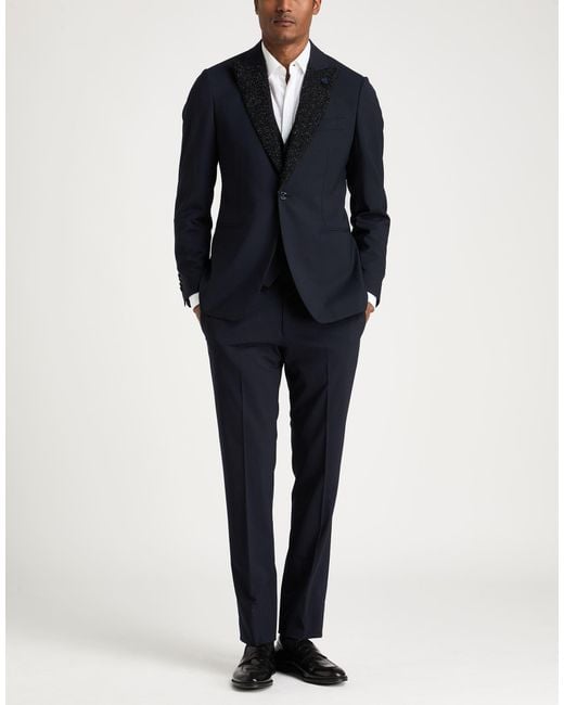 Lardini Blue Midnight Suit Wool, Elastane for men