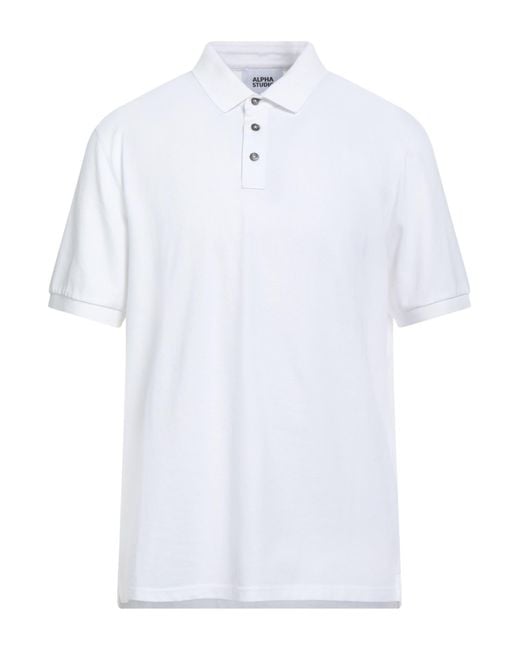 Alpha Studio White Polo Shirt for men