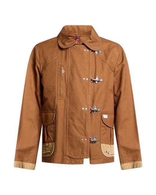 Fay Brown Jacket Cotton, Cow Leather for men