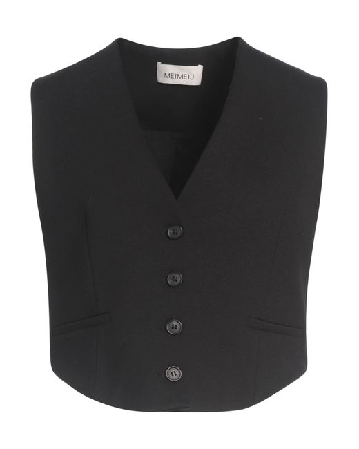 MEIMEIJ Black Tailored Vest Viscose, Polyamide, Elastane, Acetate
