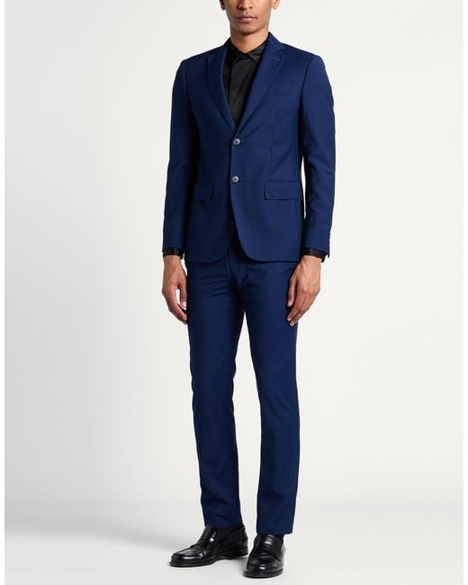Les Copains Blue Suit Polyester, Viscose, Elastane for men
