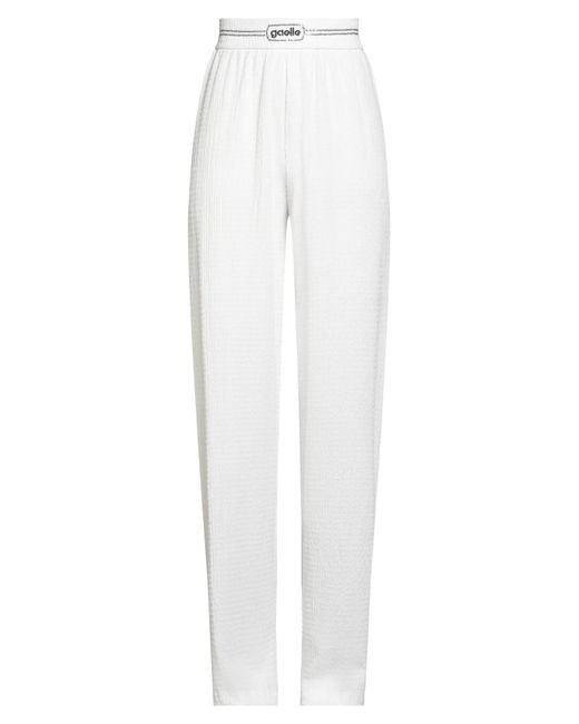 Gaelle Paris White Pants Polyester, Elastane