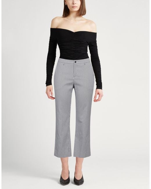 PT Torino Gray Pants Cotton, Polyamide, Elastane