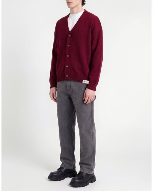 Caterpillar Red Burgundy Cardigan Wool, Acrylic for men