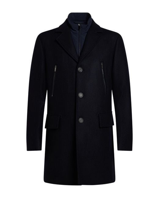 Paul & Shark Blue Coat Virgin Wool, Nylon, Cashmere for men