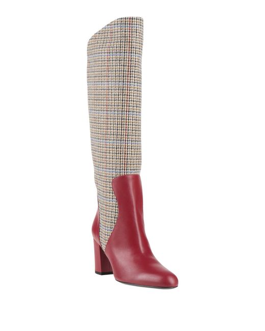 Ines De La Fressange Paris Red Boot Leather, Textile Fibers