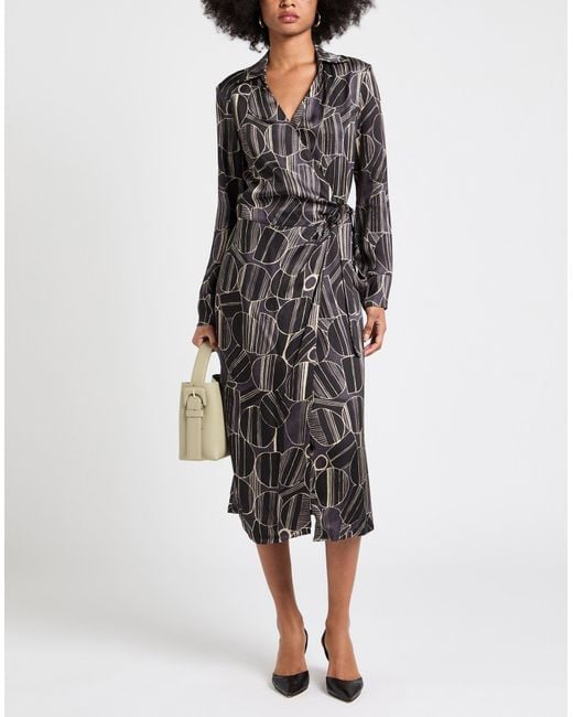 Manila Grace Gray Midi-Kleid