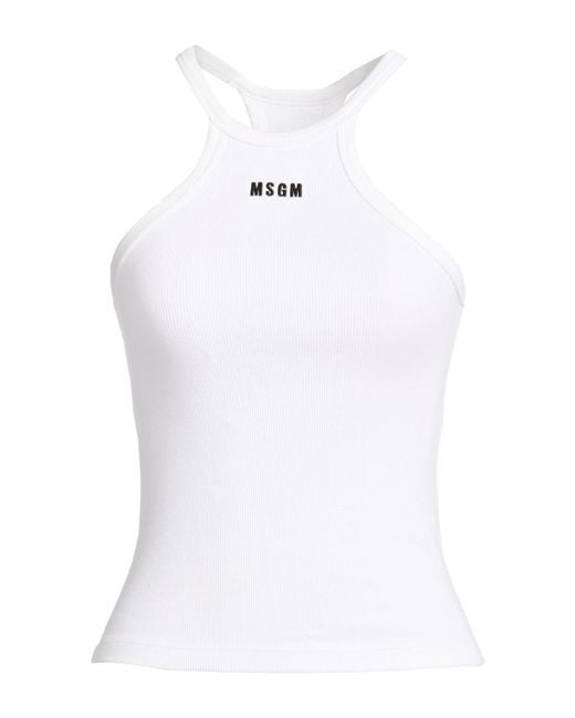 MSGM White Tank Top Cotton, Elastane