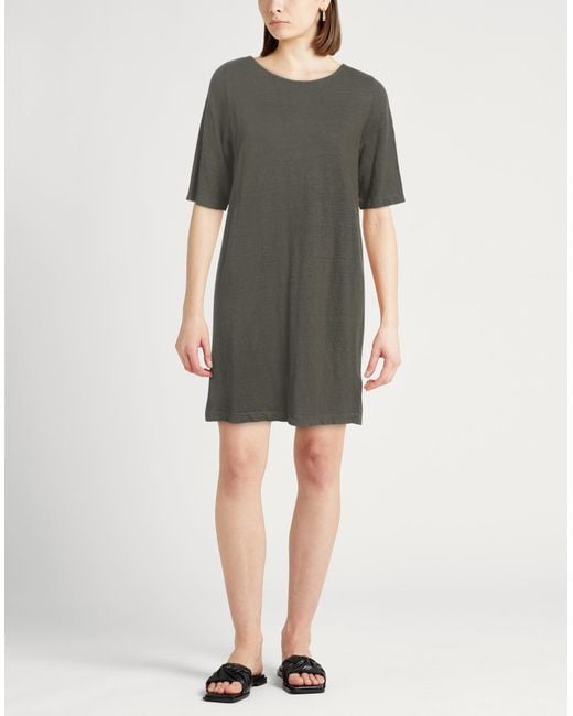 Majestic Filatures Gray Military Mini Dress Linen, Elastane