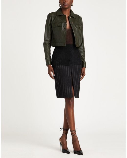 MICHAEL Michael Kors Green Military Jacket Lambskin