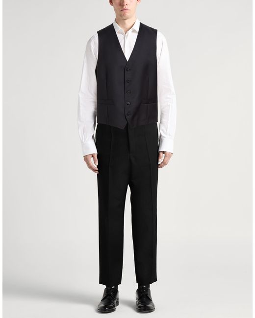 Caruso Black Tailored Vests for men