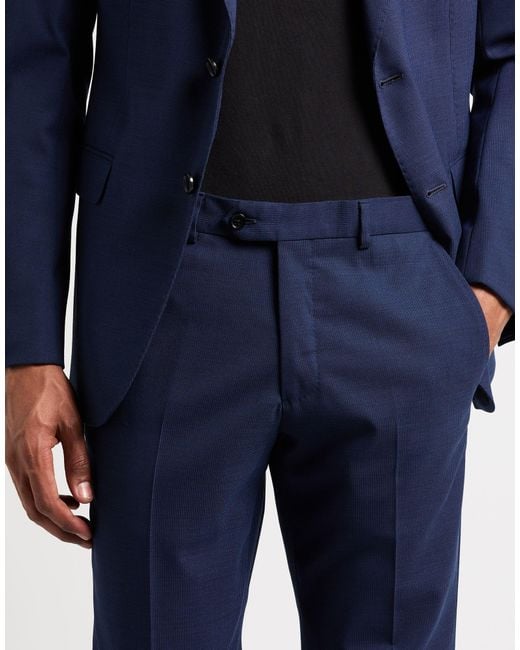 Emporio Armani Blue Suit Wool, Polyester, Elastane for men