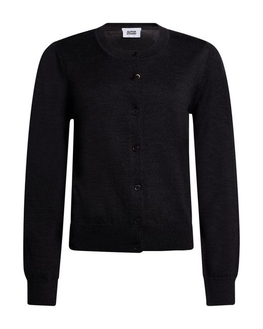 Alpha Studio Blue Charcoal Cardigan Merino Wool