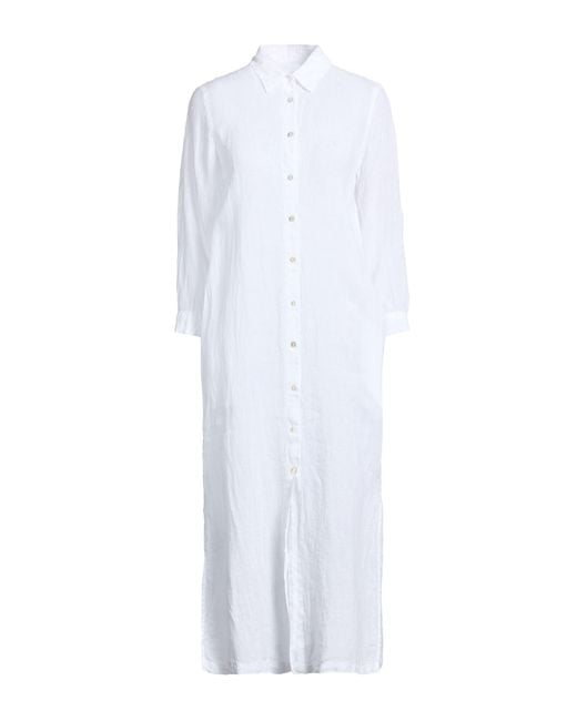 120% Lino White Midi Dresses