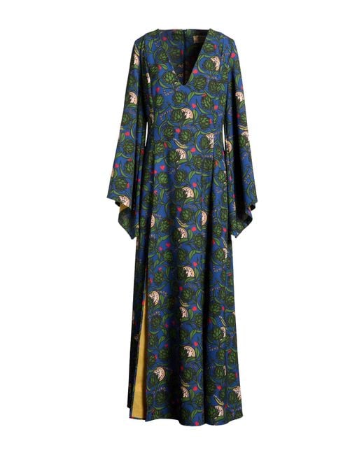 ALESSANDRO ENRIQUEZ Green Maxi Dress Polyester, Elastane