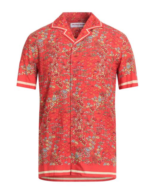 Orlebar Brown Red Shirt Viscose, Linen for men