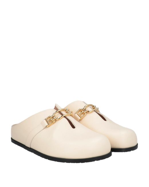 Bally White Cream Mules & Clogs Cow Leather