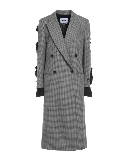MSGM Gray Overcoat & Trench Coat