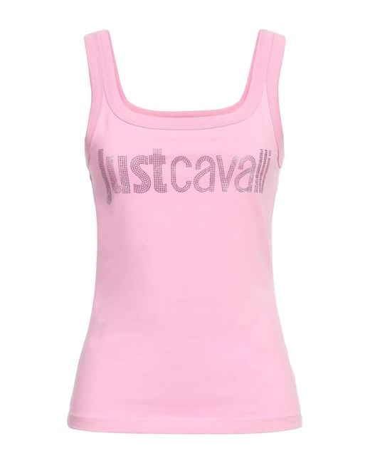 Just Cavalli Pink Tank Top Cotton, Elastane