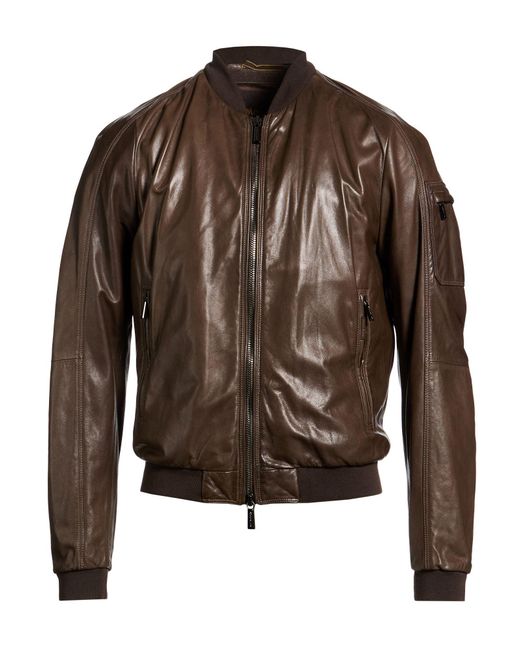 Moorer Brown Dark Jacket Leather for men