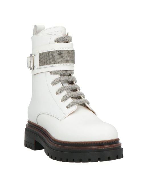 Eleventy White Ankle Boots