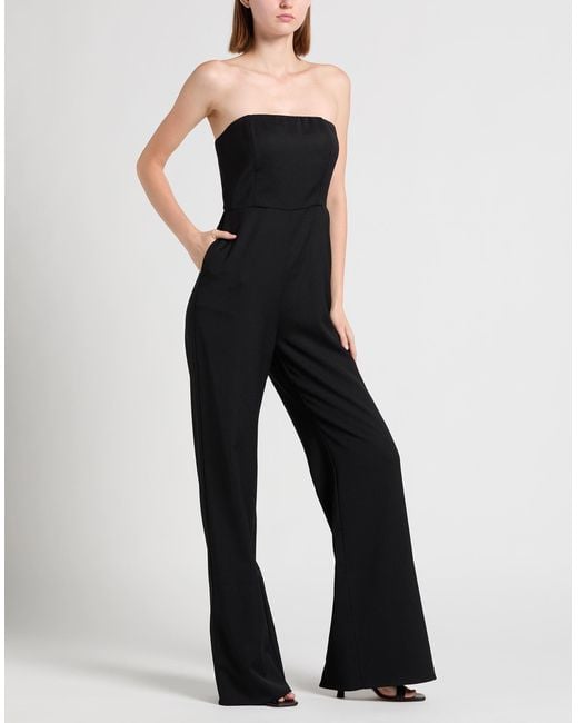 Semicouture Black Jumpsuit Polyester, Virgin Wool, Elastane