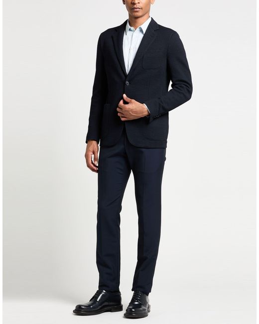 Giorgio Armani Blue Midnight Blazer Viscose, Virgin Wool, Acrylic, Polyamide, Elastane for men