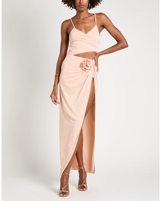 Amen White Blush Maxi Dress Acetate, Polyamide, Elastane