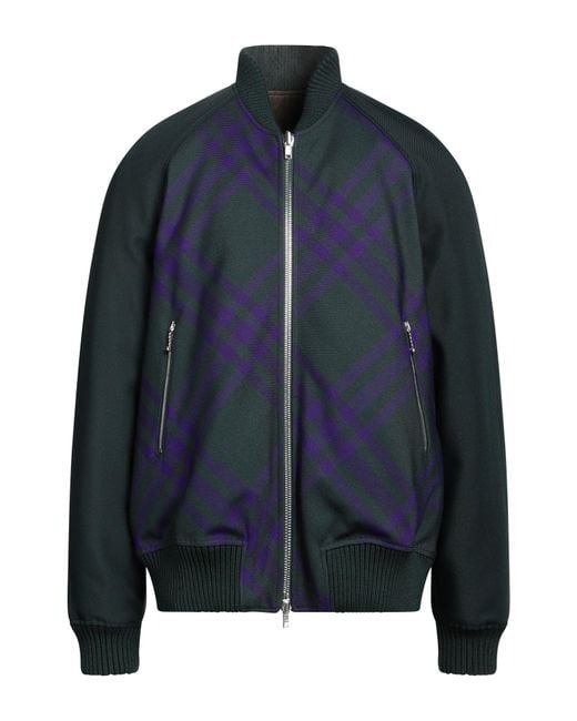 Burberry Blue Wool Bomber Jacket for men