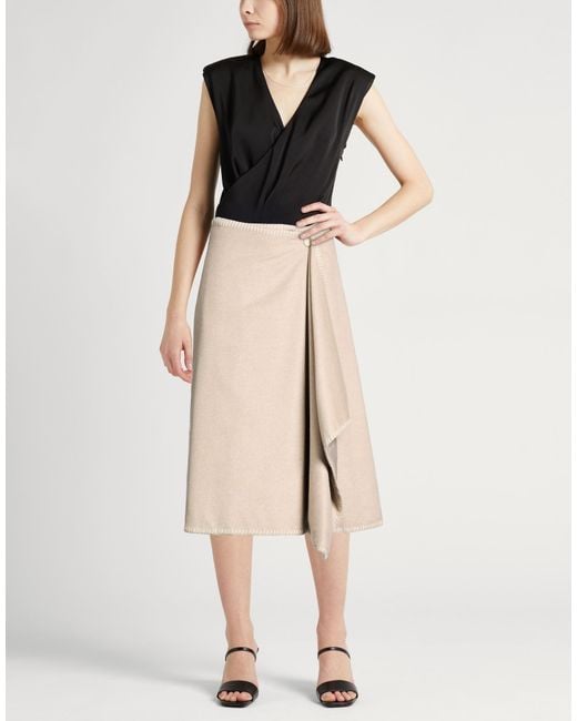 Agnona Natural Midi Skirt Silk, Cashmere